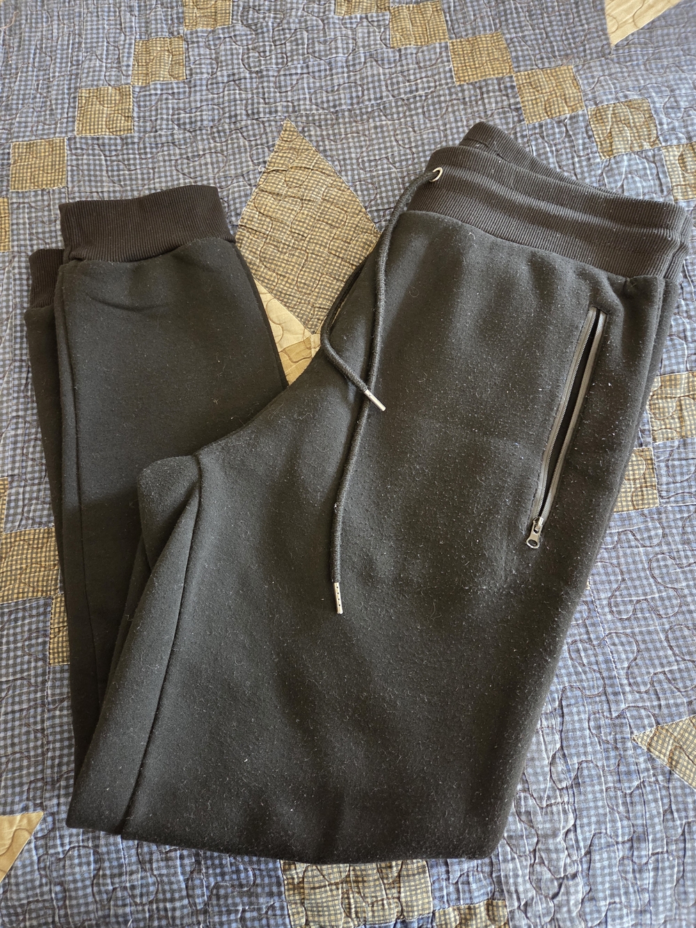 Men's Black Jogger Sweatpants with Zipper Pocket